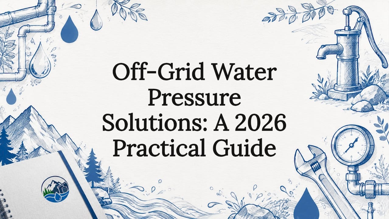 Decorative hand-drawn title card with water and mountain motifs